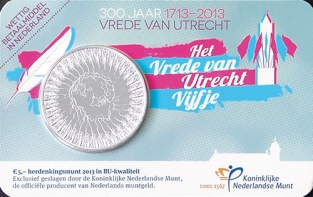 Vrede van Utrecht Vijfje 2013 Coincard BU